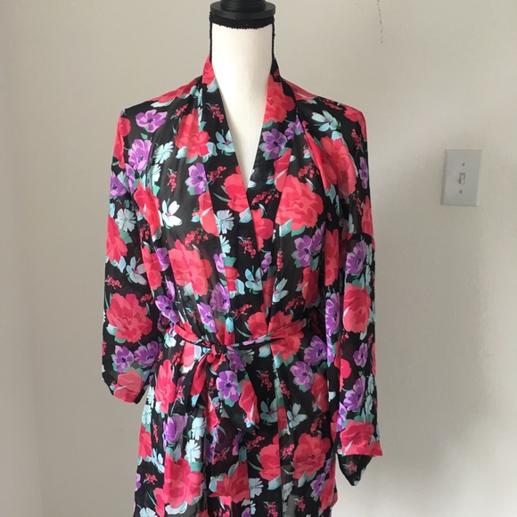 Flora Nikrooz Floral Robe & Chemise / Size XL - Picture 5 of 8